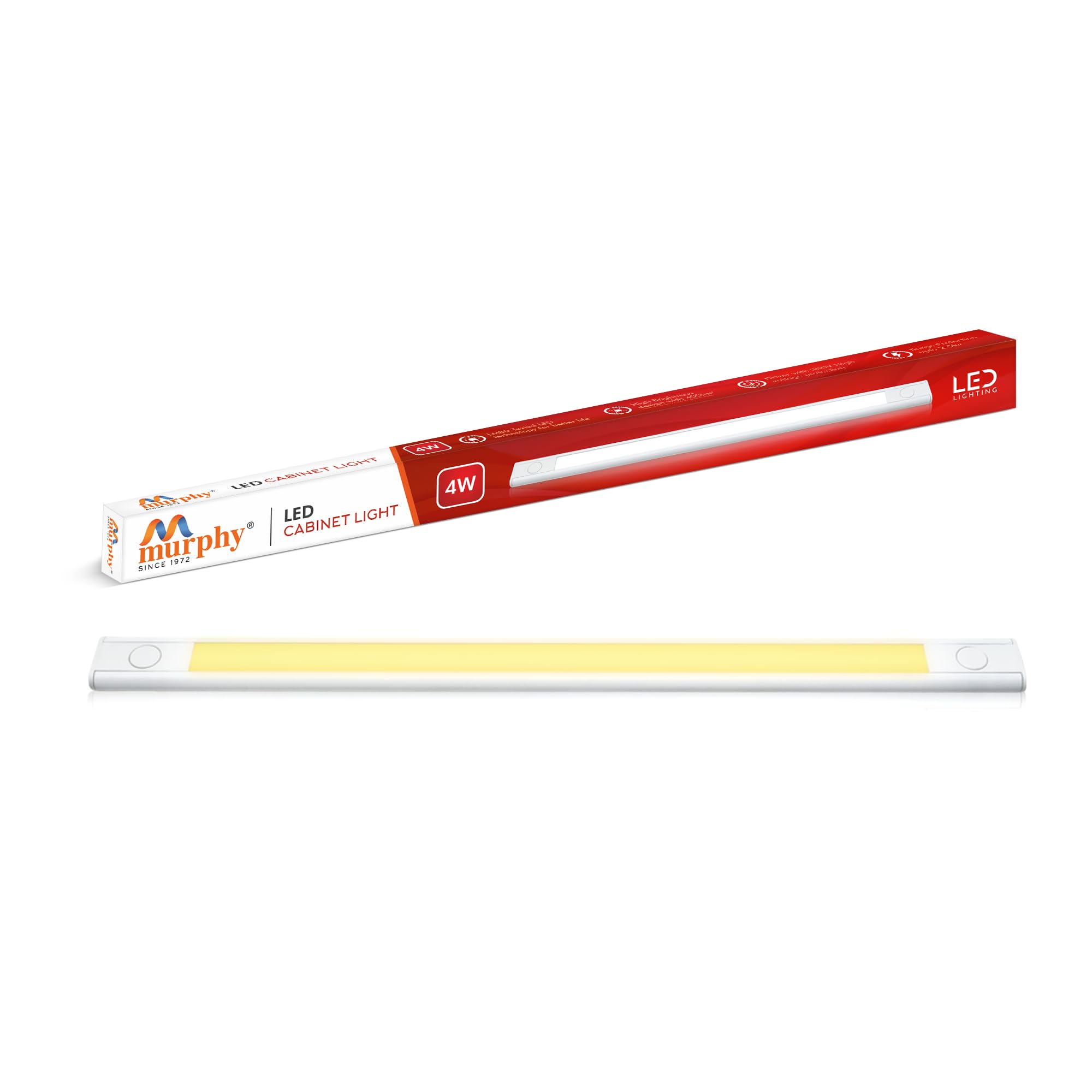 Murphy 1 Feet GU24 Led Under Cabinet Lighting, 4W Under Cabinet And Under Counter Lighting, Led Profile Light : Warm White, Pack Of 1-Aluminium