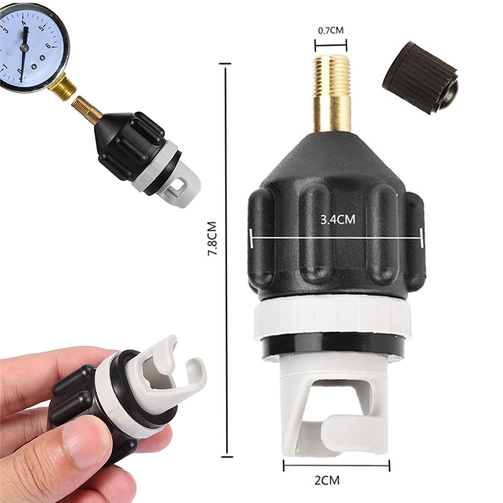 SUP adapter pompy do deski wiosłowej, adapter zaworu powietrza, akcesoria konwencjonalny konwerter pompy powietrza do nadmuchiwanej łodzi wiosłowej, deski SUP, kajaka, czarny