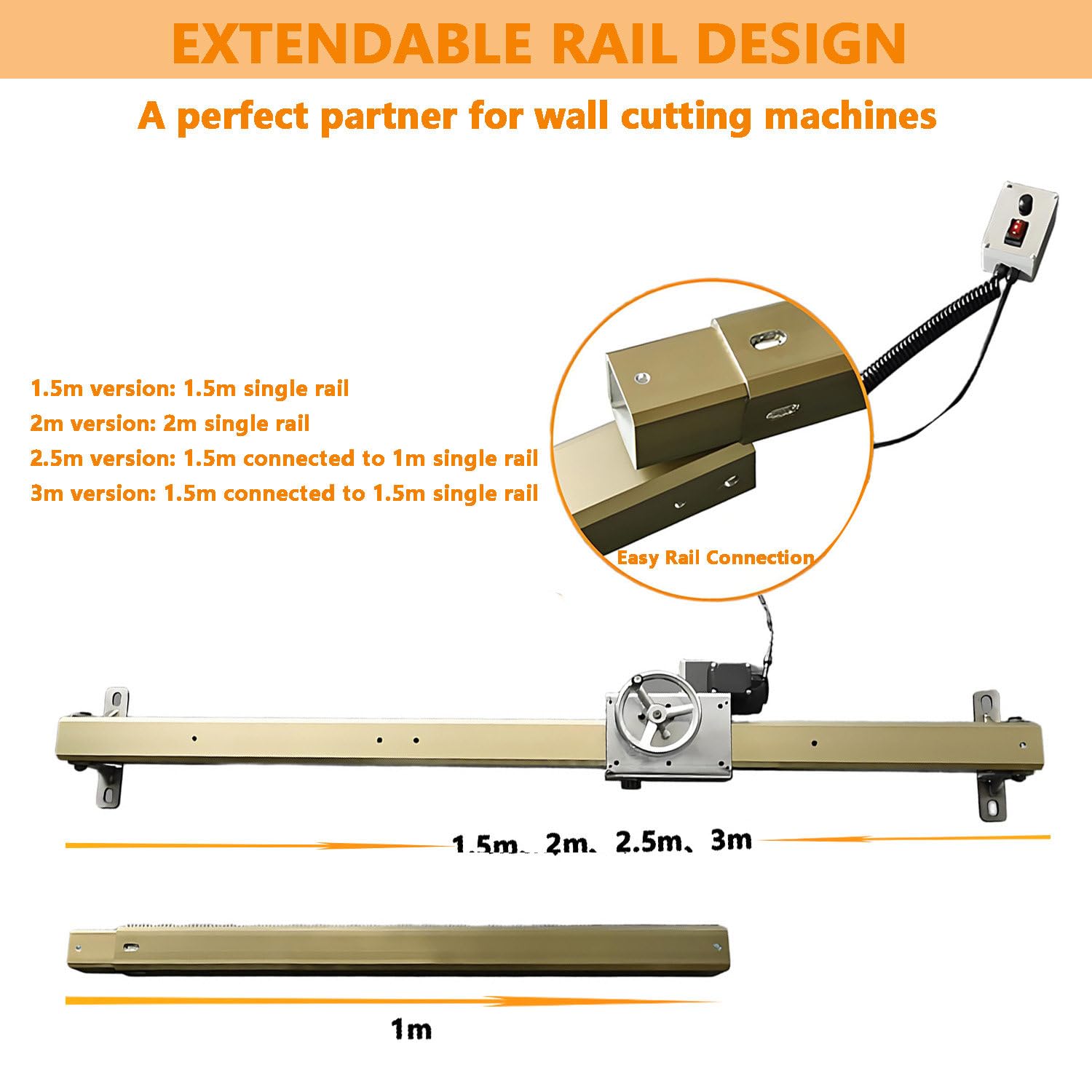 Guía para Sierra Circular 150–300 cm con Control Remoto, riel de Aluminio Reforzado, Corte Lineal Suave para Aperturas de Puertas/Ventanas y Ranuras en Pared, sin la Sierra 150cm