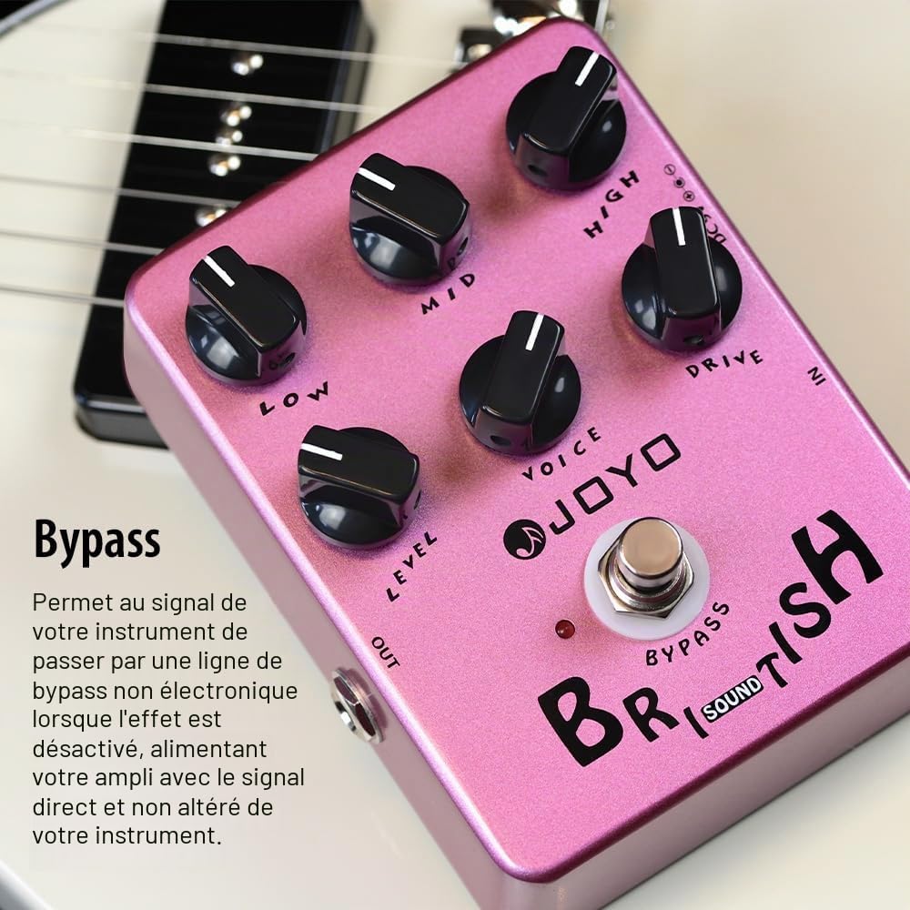 JOYO Pédale d'effet Simulateur d'ampli British Rock & Préampli, contrôle 6 boutons avec simulation de baffle intégrée pour guitare électrique, Bypass (British Sound JF-16)