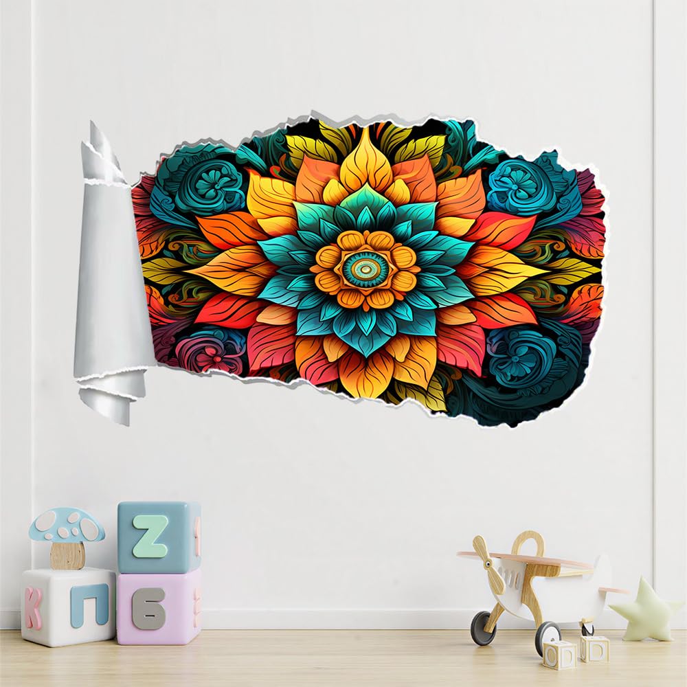 3D Durchbruch Wandtattoo Mädchen Kinderzimmer Blumen Wandaufkleber Dekorative Anlage Wandsticker für Junge Teenager Zimmer Wohnzimmer Schlafzimmer Wandbilder Deko