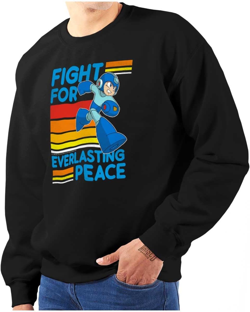 Brisco Brands Mega Man 90s Gamer Anime Character Sweatshirt for Men or Women