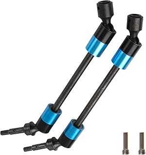 2Pcs ShareGoo Hard Steel RC Drive Shaft CVD Joint Driveshaft Axles Compatible with Traxxas 1/10 E-Revo E-Maxx T-Maxx 1/10 RC Car (Blue)