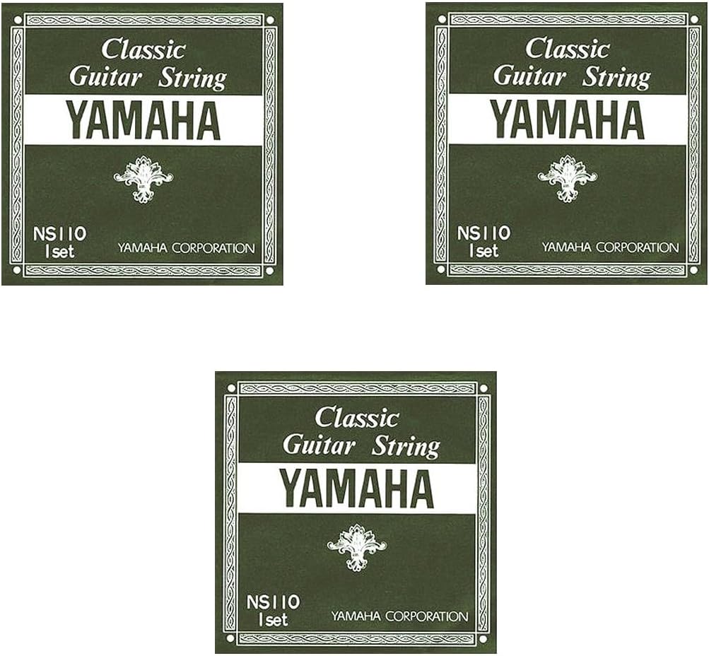 Yamaha NS110 Set Strings for Classical Guitar Set 1 to 3 Strings Nylon, 4 to 6 Strings Thin Nylon Wrapped Silver Wound, Set of 3