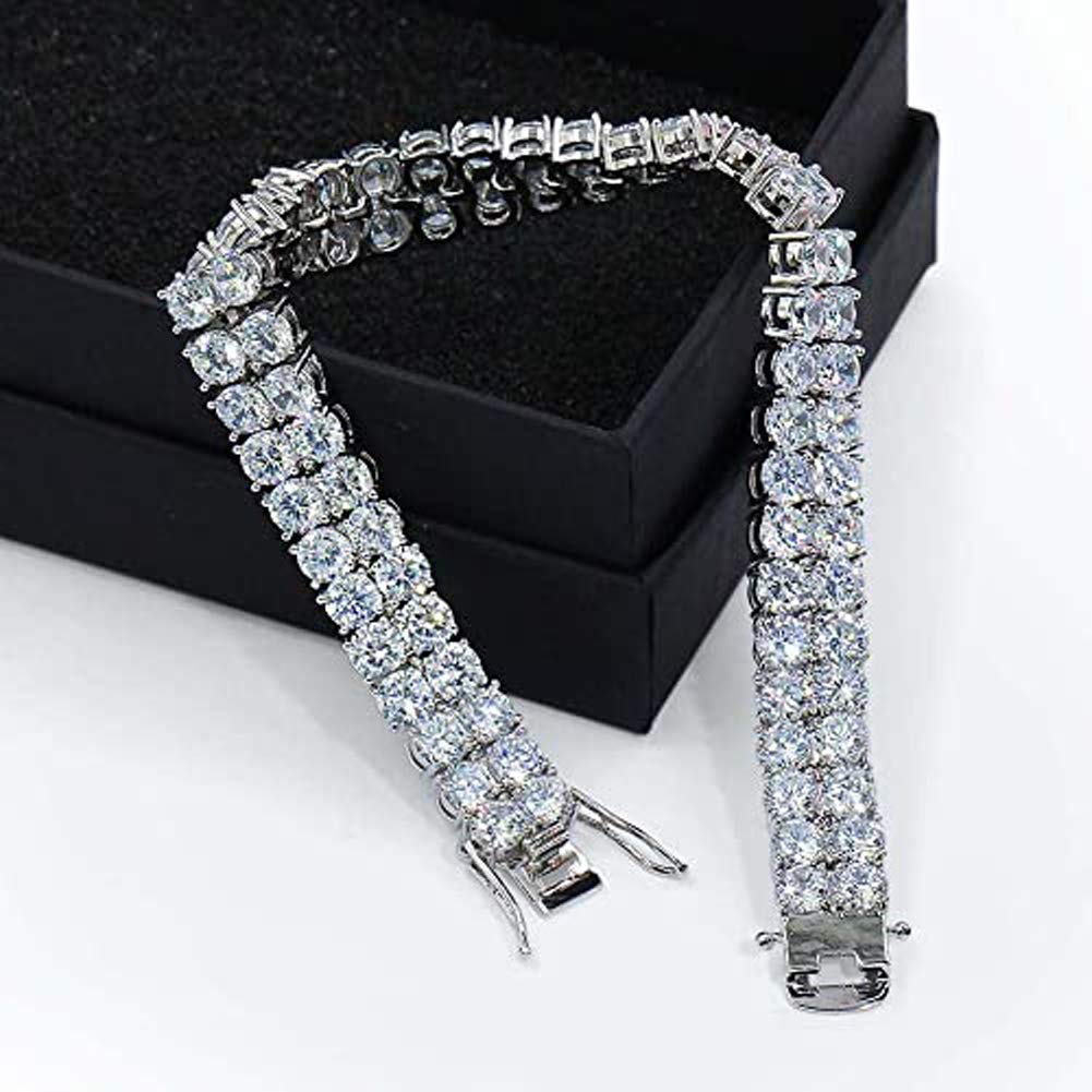 LYGBAOFUL 2-reihiges Tennis-Armband, AAA-Zirkonia-Eiskristall-Tennis-glänzendes Labor-Diamant-Armband, 7 Zoll/8 Zoll