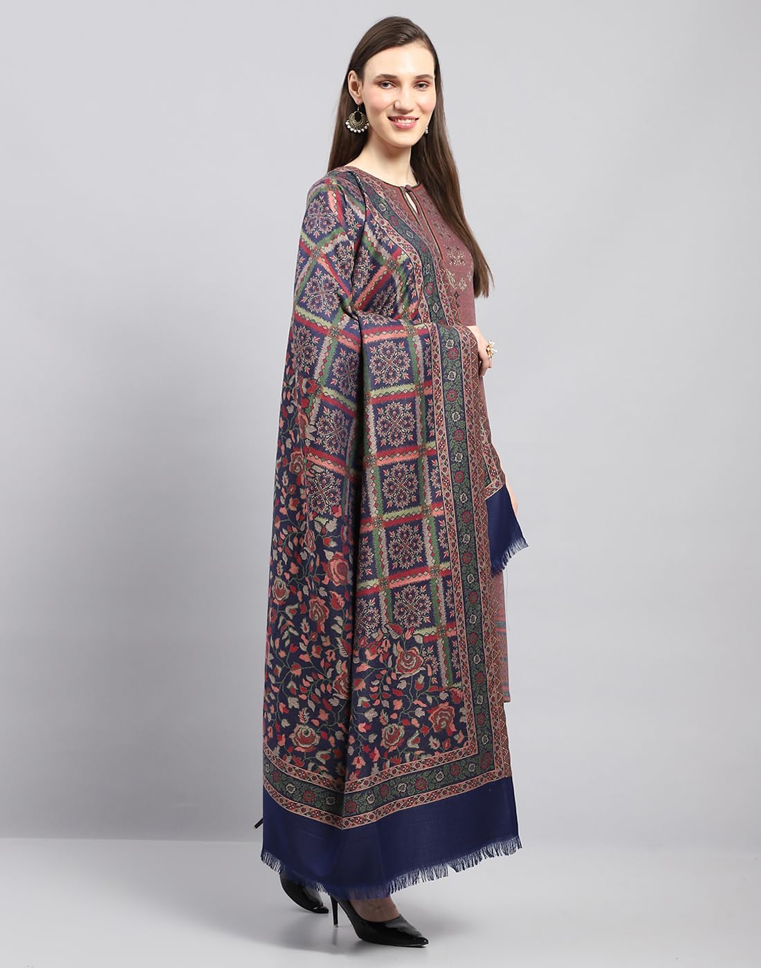Monte Carlo Womens Self Design Multi Color Shawl (224SHW6898-0-40) 1