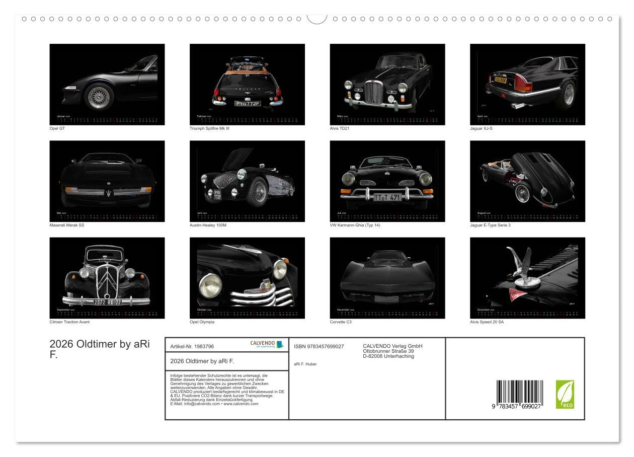 2026 Oldtimer by aRi F. (hochwertiger Premium Wandkalender 2026 DIN A2 quer), Kunstdruck in Hochglanz: Odltimerfotografie (CALVENDO Mobilitaet)