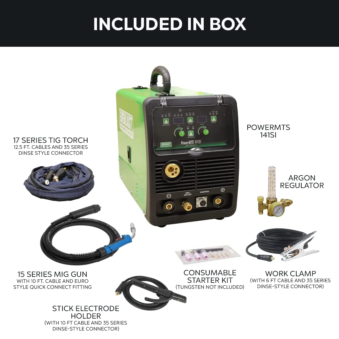 New PowerMTS 141Si MIG/TIG/Stick 140 Amp IGBT Welder 110V Input Voltage