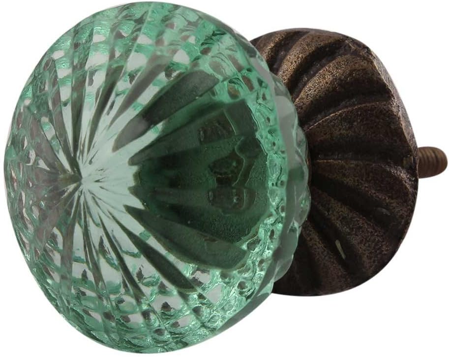 Indian Shelf 12 Piece Green Crystal Glass Stylish Cabinet Knobs Drawer Pulls Dresser Handles Decorative Hardware