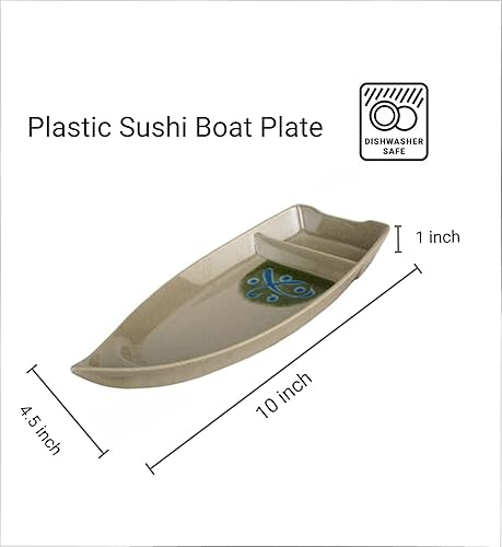 Miniatura 6 de JapanBargain 2324 - Plato para servir sushi plástico 100 x 45in color blanco