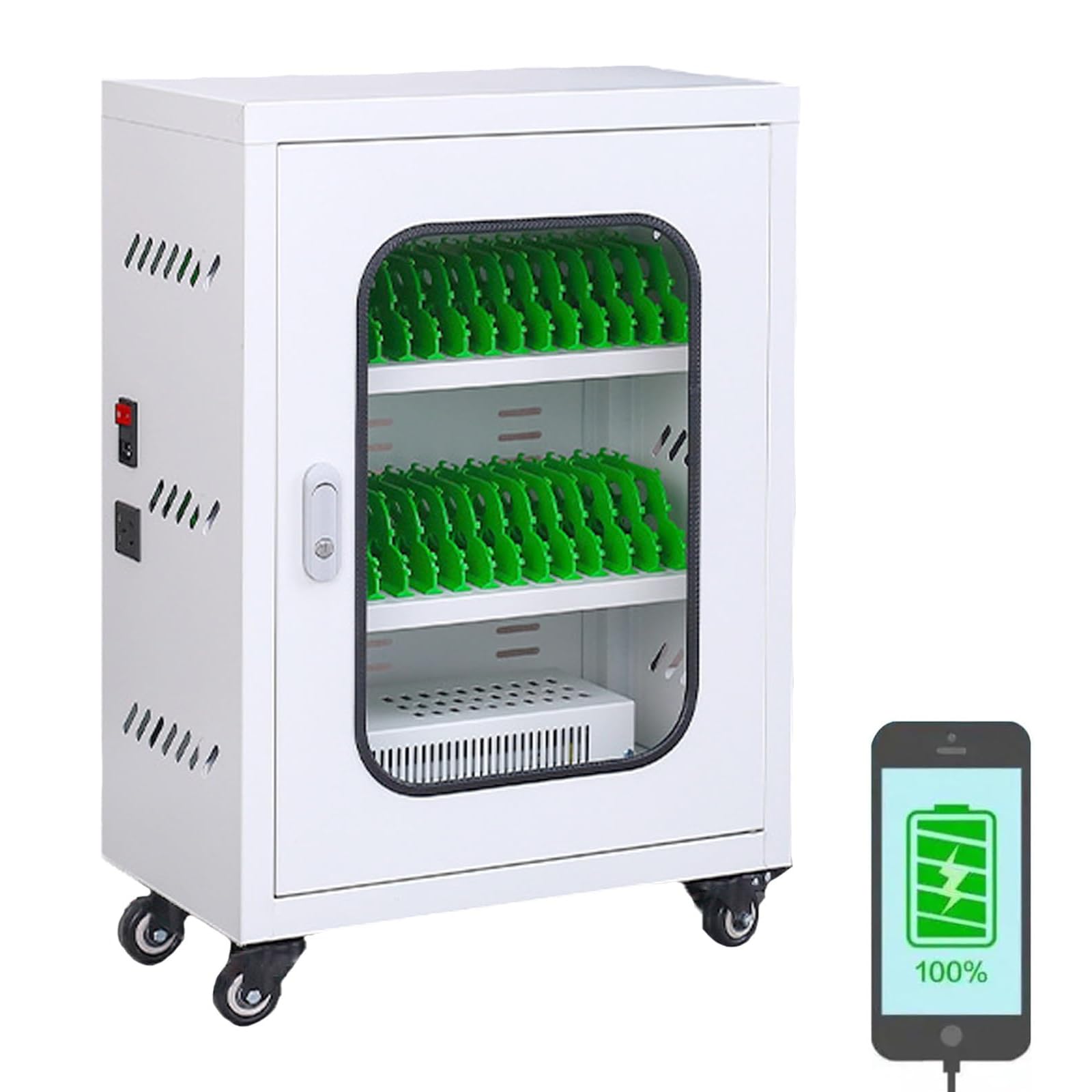 Contenitore per dispositivi mobili, armadietto di Ricarica per cellulari, per Laboratori e officine, 50 Persone (30 Personas)