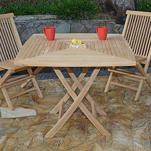 Teck'Attitude Table Pliante carrée en Teck Massif Cardif 90 x 90 cm
