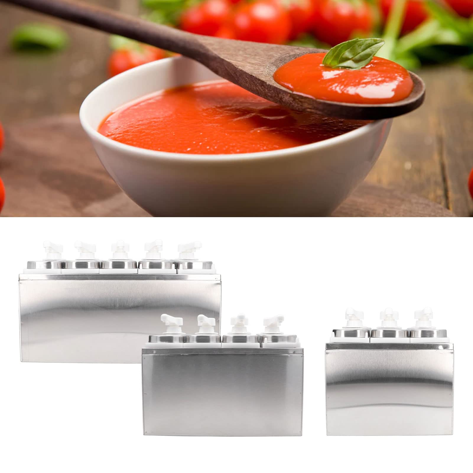 Pompa per Condimenti a Secchiello Pompa per Erogatore di in Acciaio Inossidabile Pompa per Condimento per Condimento per Marmellata di Insalata Contenitore per Cucina Ristorante(4