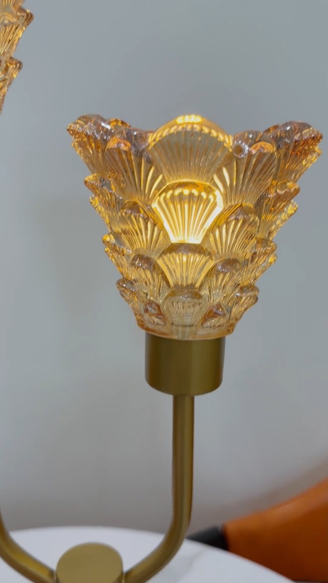 Image of Lightdot Mid Century Modern Table Lamp Gift Vintage Gold Lamp Dimmable | Nightstand Lamp Desk Lamp with Amber Glass Bulbs Included Warmwhite Ambient Bedside Lamps for Bedroom Living Room Home Decor