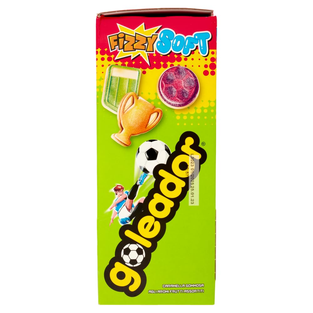 Goleador Fizzy Soft, Caramelle Gommose, Sour, Gusti Assortiti, Confezione da 180 Monopezzi con 3 forme diverse, da Condividere con Amici o con Chi Vuoi