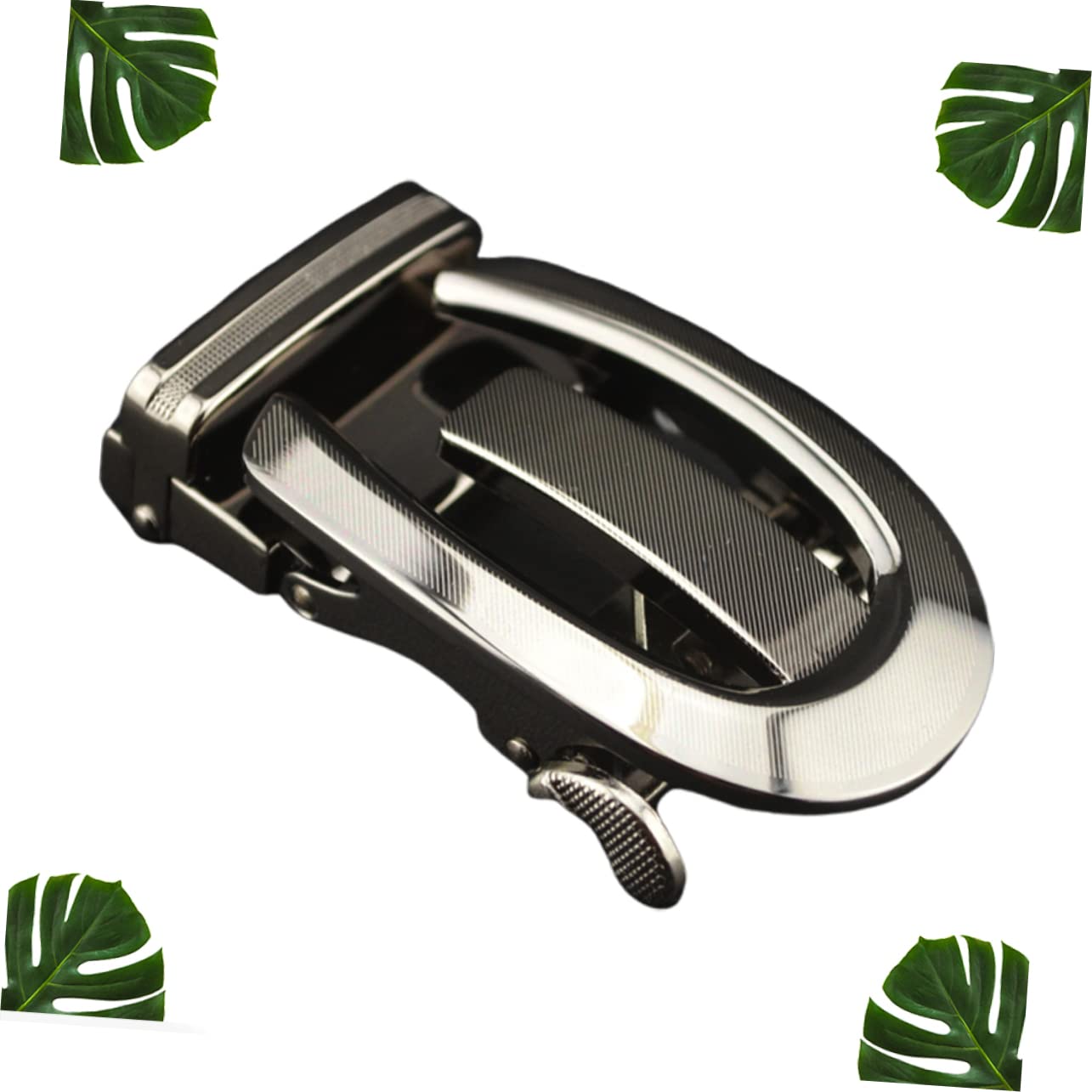 OFFSCH Men's Automatic Belt Buckle Alloy Buckle Business Casual Adjust Unique Black