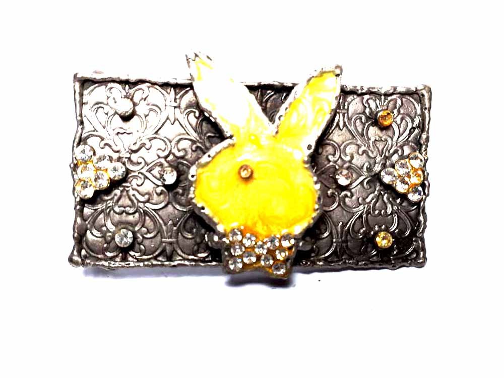 Hebilla para cinturón de 4 cm con conejo sexy plateado y llavero bss cc2 5