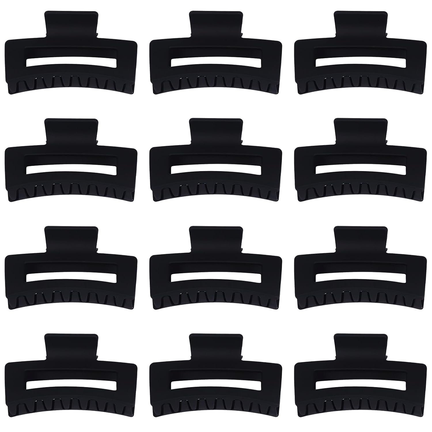 3.5 Inch Medium Hair Claw Clips 12 Pcs Square Claw for Thick and Thin Hair Rectangular Rectangle Hair Clips Jaw Clips Bulk Hair Accessories for women and Girls (Black) - Image 2