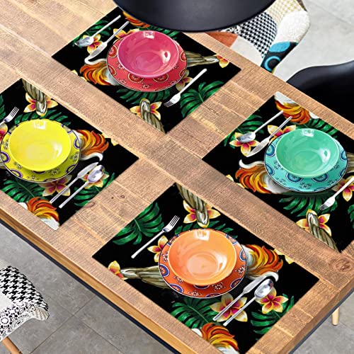Sets de table 30x45cm encre perroquet frangipanier table manger - 8