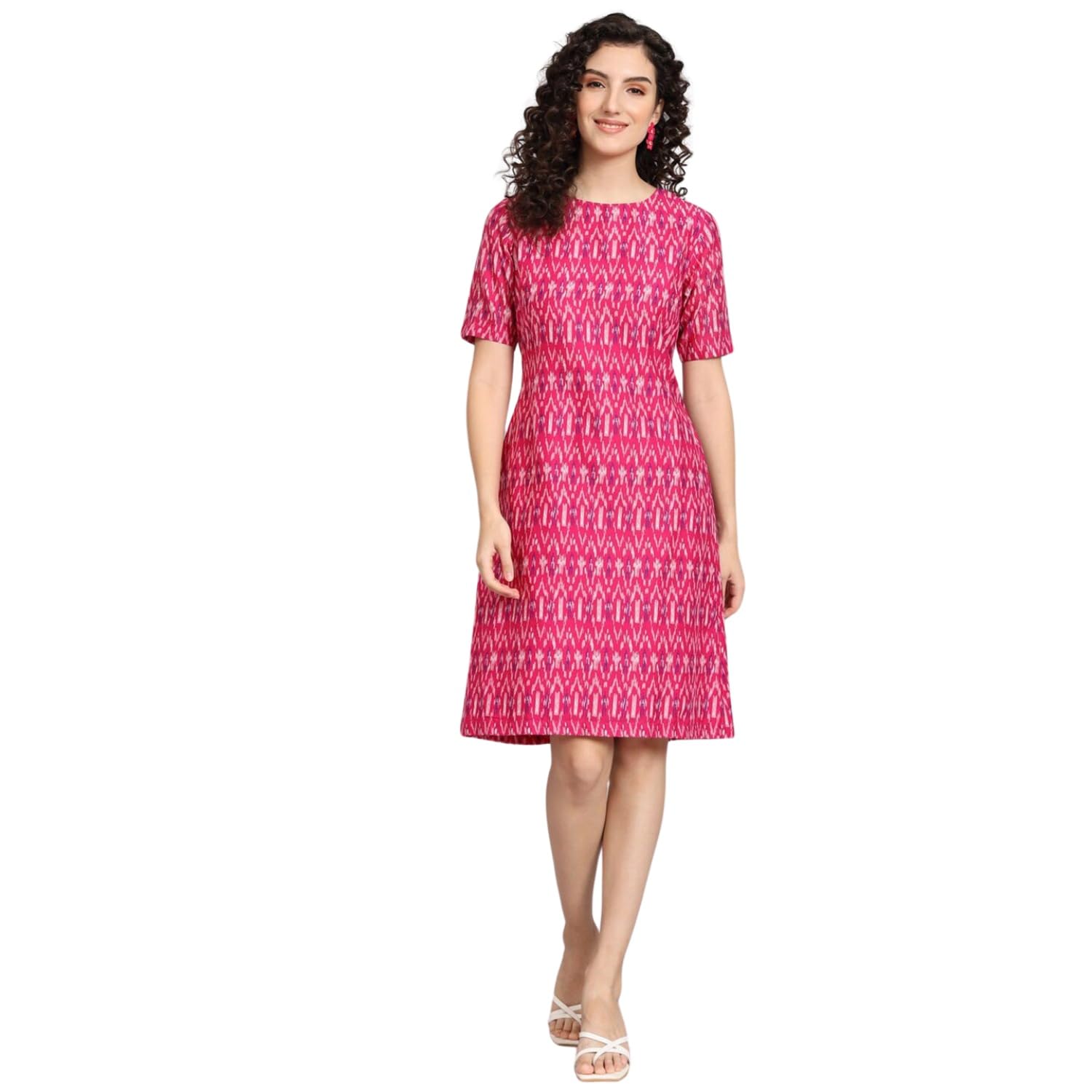Printed Dress for Women | A-line Dress for Women | Office Wear for Women | Dresses with Pockets for Women | Knee Length Dress for Women | Summer Dresses-image-25