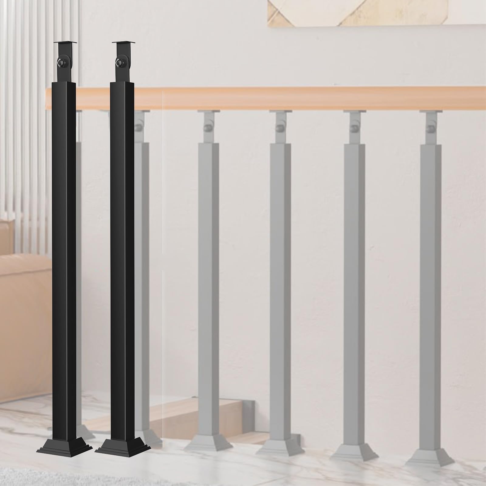 Rambarde d'escalier extérieure avec balustres en fer forgé de 81 cm