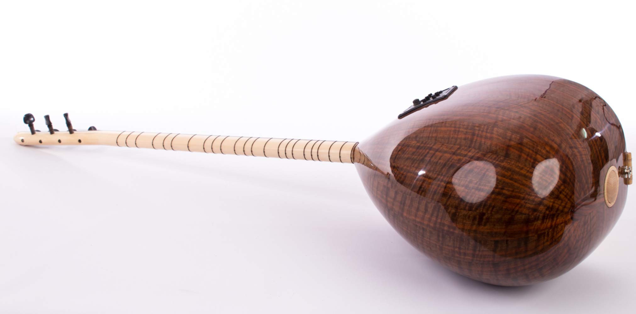 Turkish Short neck Saz Baglama Walnut with Electric Pickup Presys 301 with Soft Case, Picks & Extra Set of Strings - Image 7