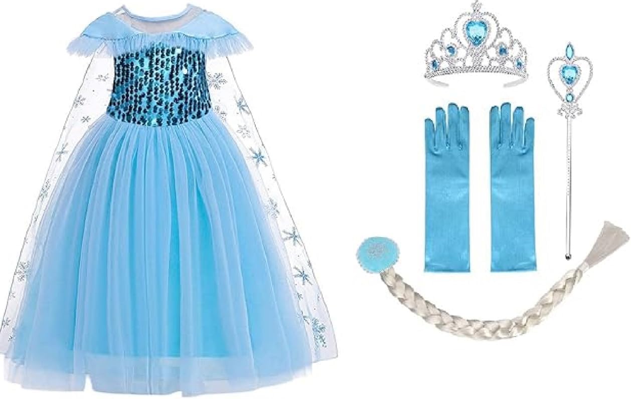 Urika Costume - Girls' Fancy Dress with Wand, Gloves, Wig