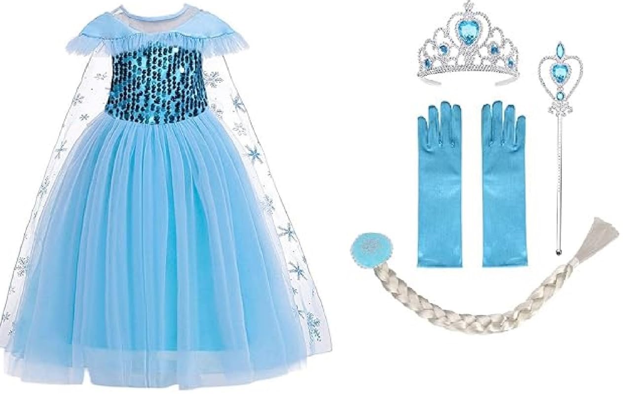 Urika Costume - Girls' Fancy Dress with Wand, Gloves, Wig