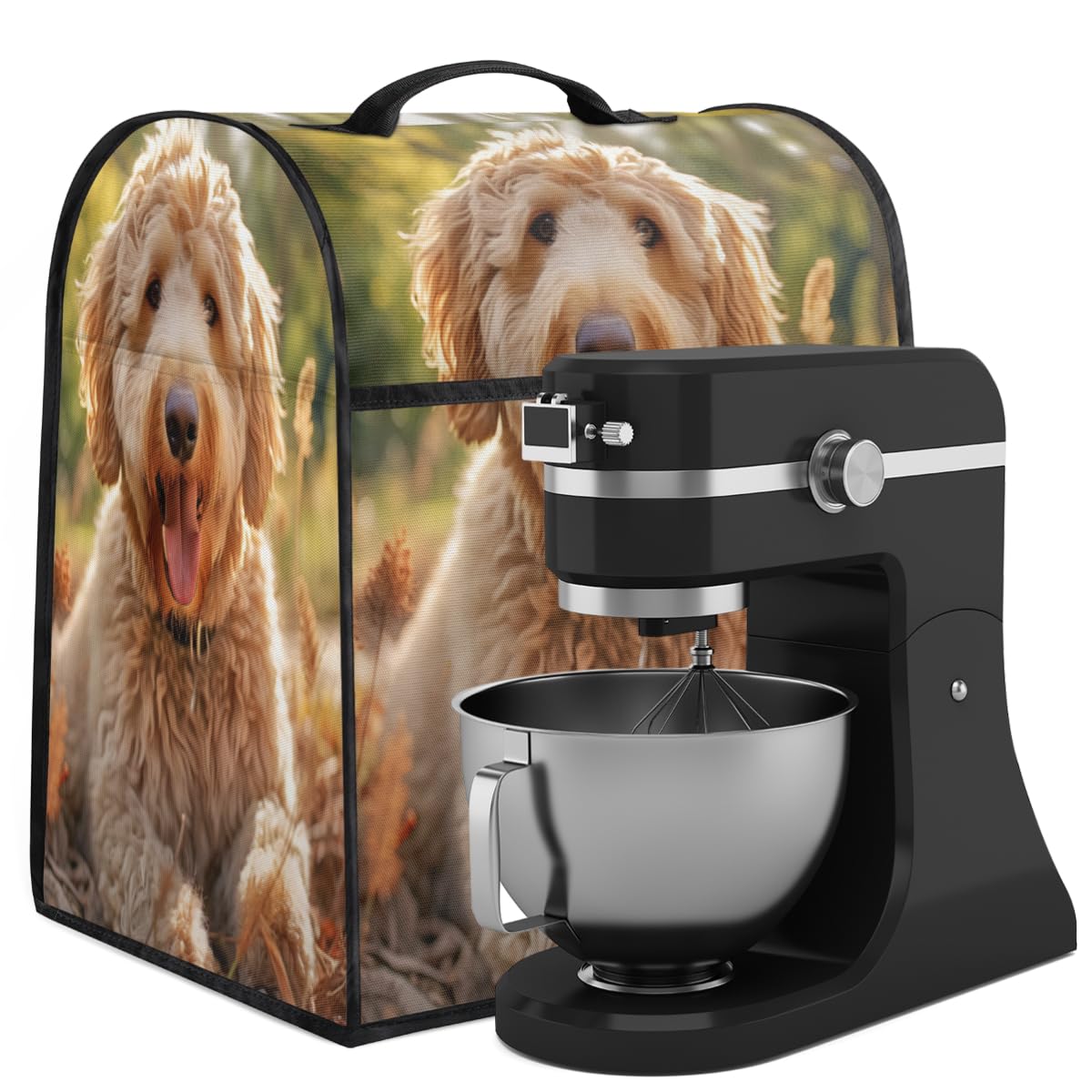 Coffee Maker Cover Cute Animal Dog Kitchen Appliance Covers Small Appliance Covers Blender Cover Juicer Cover Dust Covers for Kitchen Appliances with Top Handle and Pockets,Washable,B961