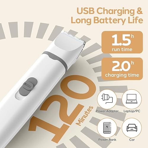 Miniatura 7 de Kit de aseo para perros con molinillo de uñas, recortadora eléctrica inalámbrica 4 en 1, cortadora eléctrica de bajo ruido USB para perros, gatos,