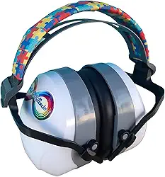 Abafador de Ruido 26 DB Branco para Autistas com arco colorido