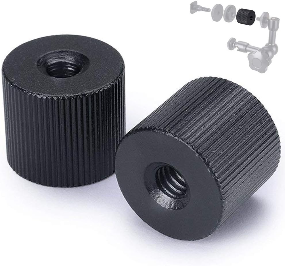 FOTYRIG Magic Arm Screw Tripod Nut Barrel Connection Nut with Standard 1/4"-20 Thread, Aluminum Alloy, 2 Pack