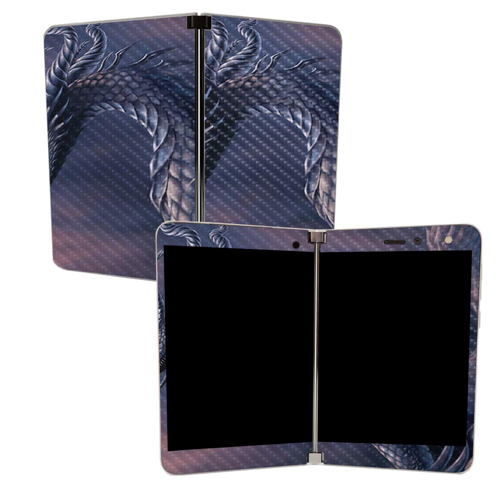 MIGHTY SKINS MightySkins Carbon Fiber Skin for Microsoft Surface Duo - Dragon Fantasy | Protective, Durable Textured Carbon Fiber Finish | Easy to Apply | Made in The USA