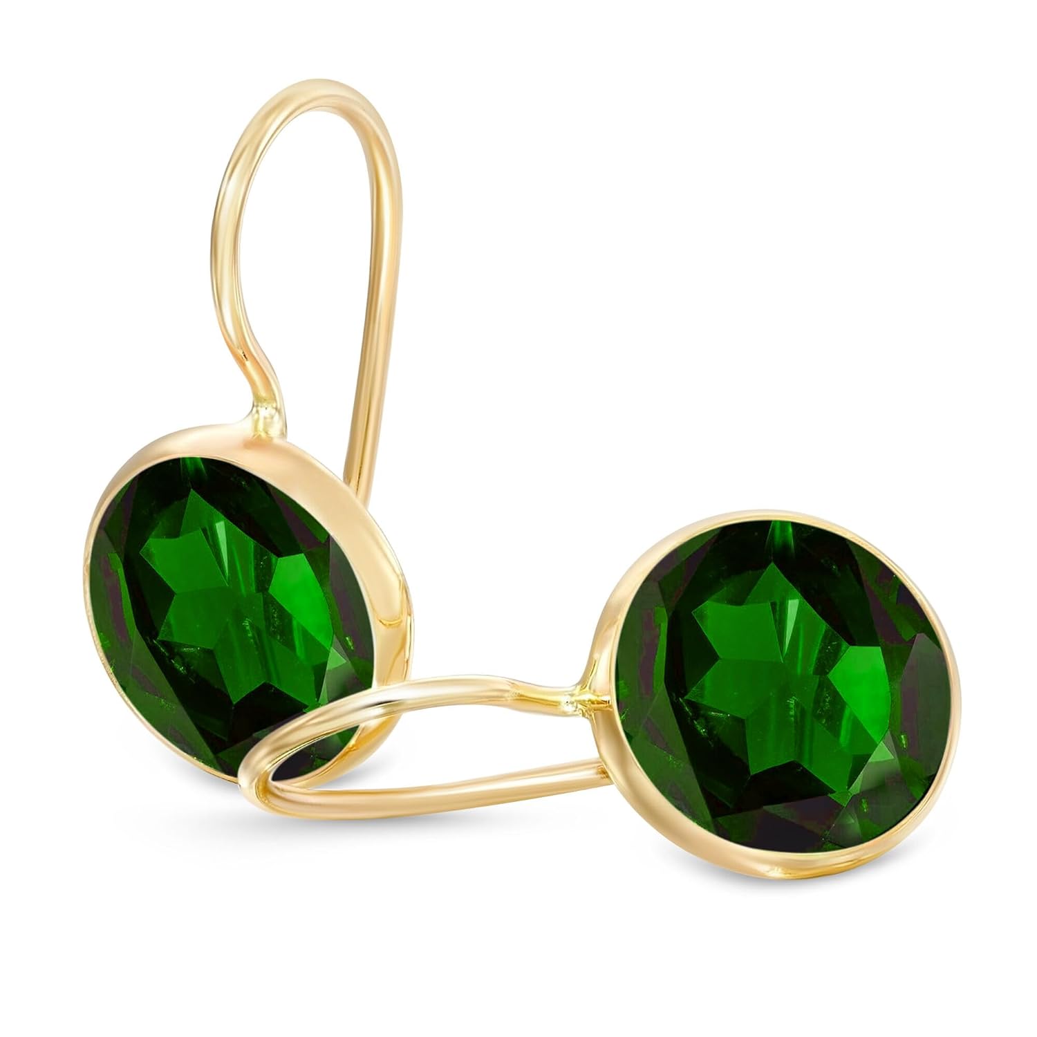 14k Solid Yellow Gold Gemstone Earrings - Birthstone Earrings - 8mm Dangle Earrings Dainty Gemstones Earrings Bridal Handmade