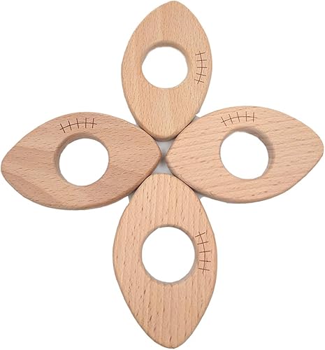 Natural Wooden Baseball Teether Pendant Pure Natural Beech Wood Animal Shape Teething For Handmade Necklace/Bracelet (10pcs)
