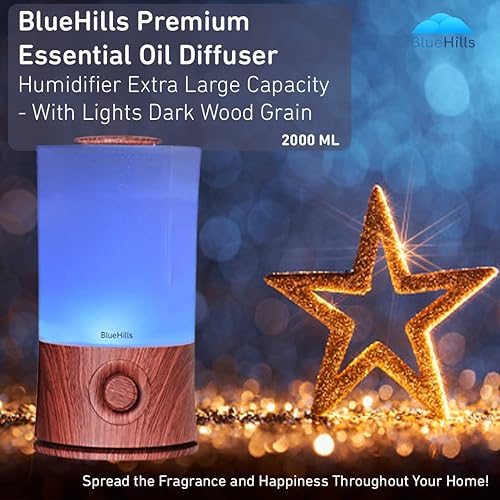 Miniatura 2 de BlueHills Juego de dos grandes difusores de aceite esencial XL de 67.6 fl oz y 77.8 fl oz para habitación grande y hogar con luces LED decorativas,