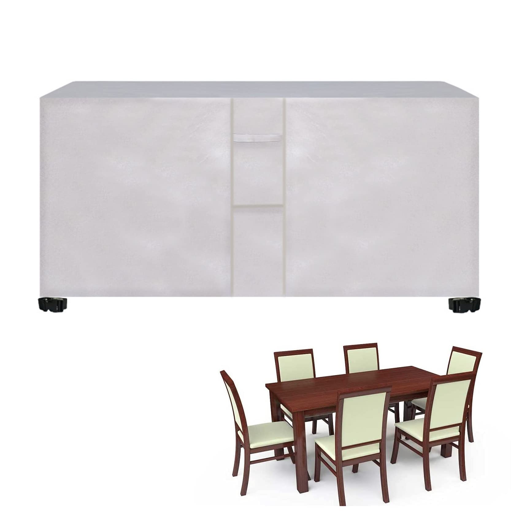 Housse de table de jardin rectangulaire anti-vent pour éviter les bâches volantes