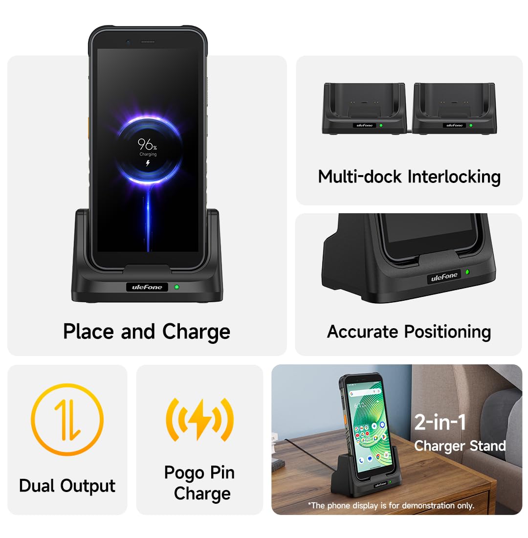 Ulefone RugKing Smartphone per Cellulare Stazione di Ricarica da Scrivania Caricabatterie Wireless 10W per Smartphone Ulefone RugKing, Armor 16S, Armor 21