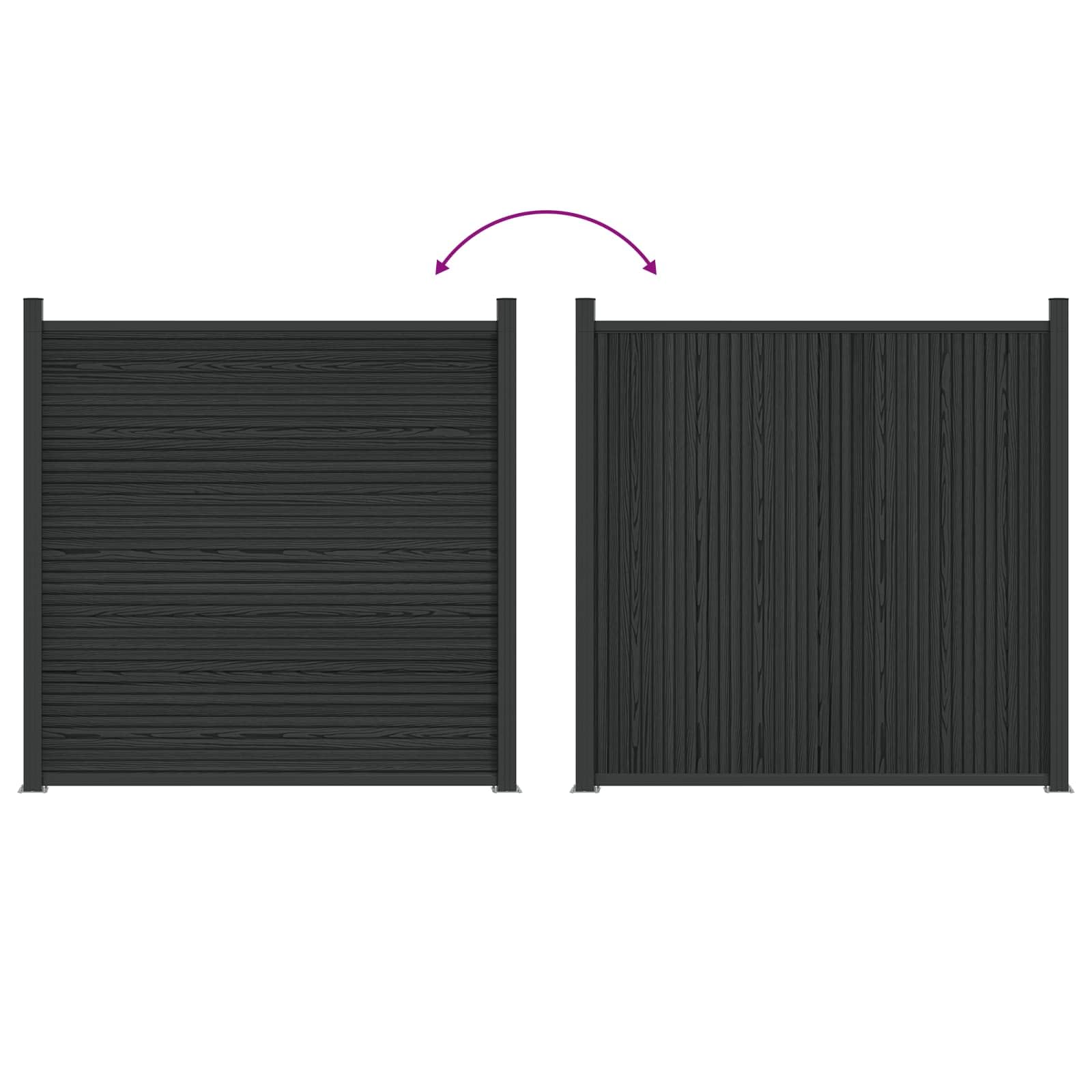 Panneau de clôture en WPC et aluminium noir pour jardin terrasse balcon clôture brise-vue rigide facile à assembler robuste et durable pour extérieur