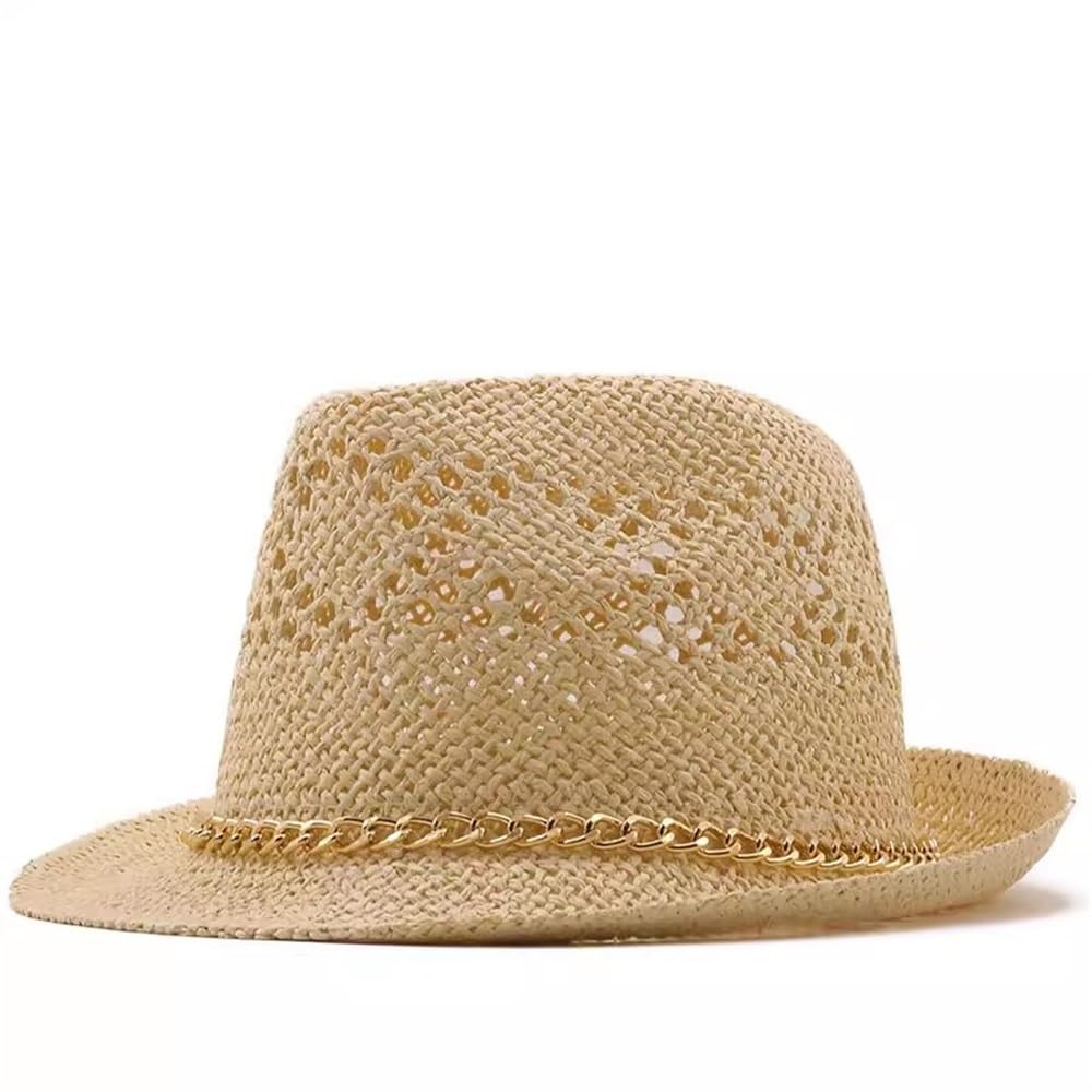 Cappello di Paglia da Uomo Cappello A Bombetta da Jazz di Paglia Scavato Foto Viaggio per attività All'aperto