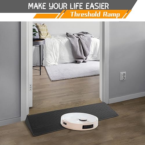 Miniatura 7 de Rampa de umbral de elevación de 1.5 pulgadas para puertas, capacidad de 11000 libras, rampa de umbral de goma sólida reciclada, cubierta de cable de
