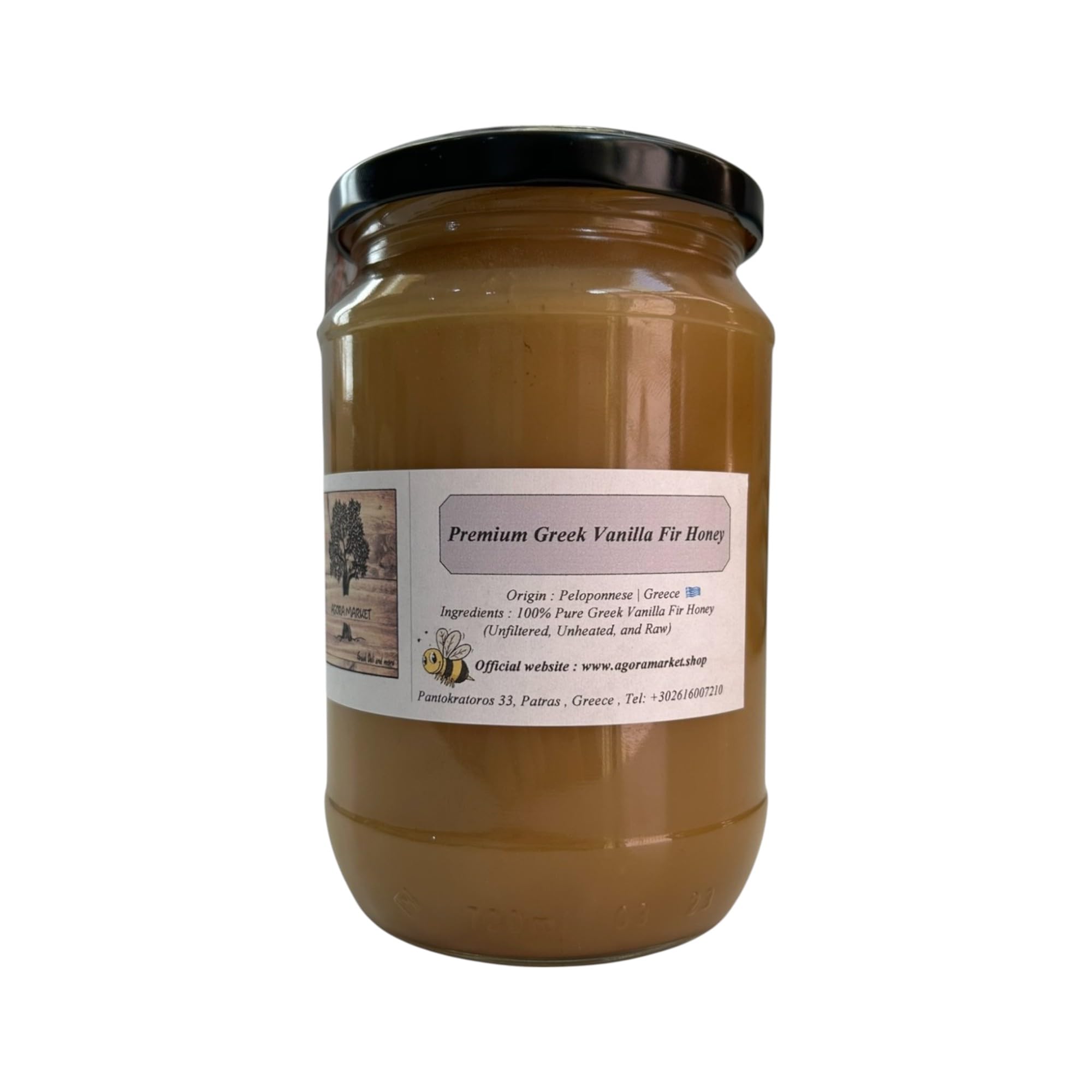 Miel de Abeto Vainilla Griega – Pura, Sin Filtrar y Cruda | 100% Miel Natural de Bosque | 960g (960 gramos)