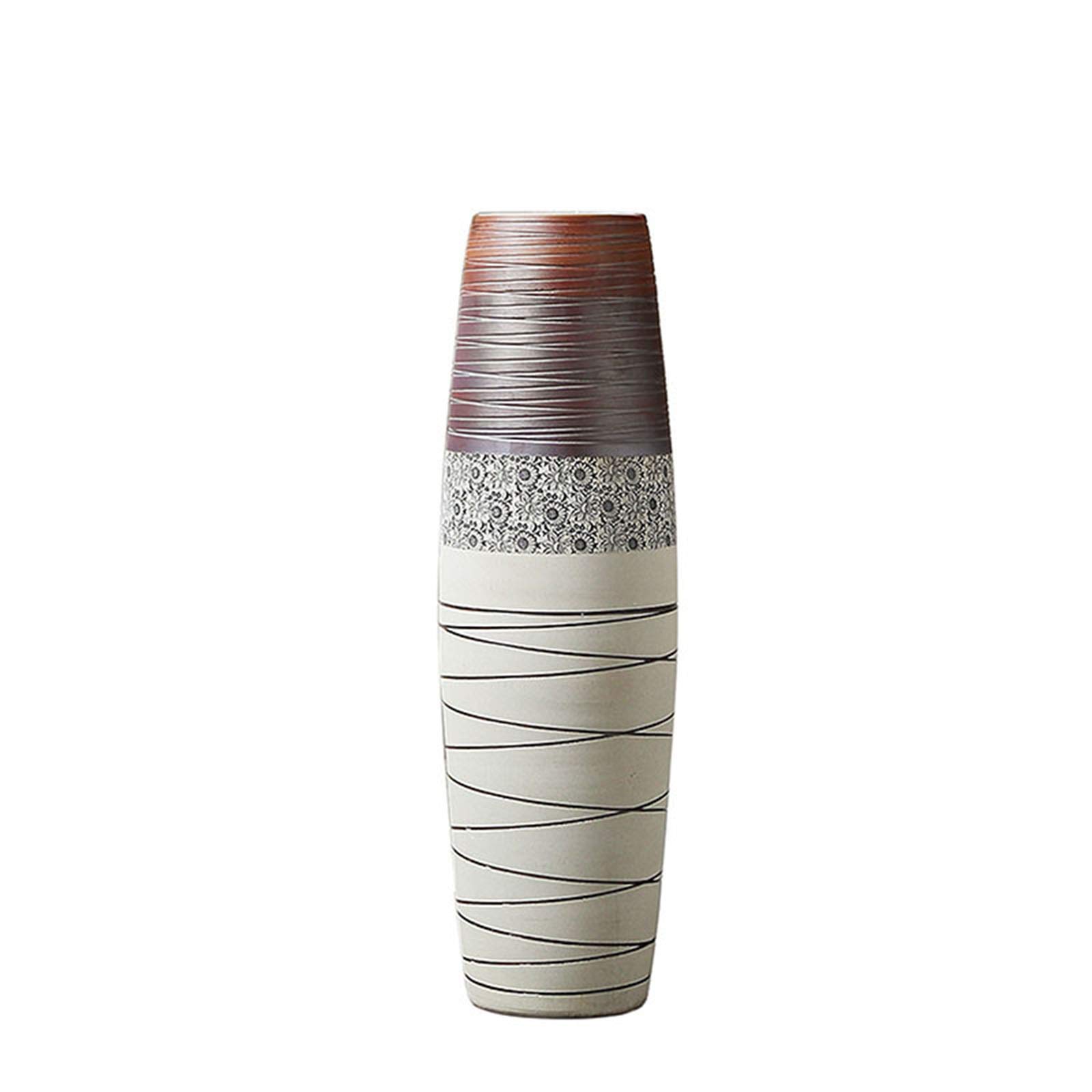 asdchZen Art Flower Arrangement Large Vase, Ballroom Exhibition Hall Hotel Lobby Floor-Standing Vase Retro Style Decorative Vase,23.5 * 80CM