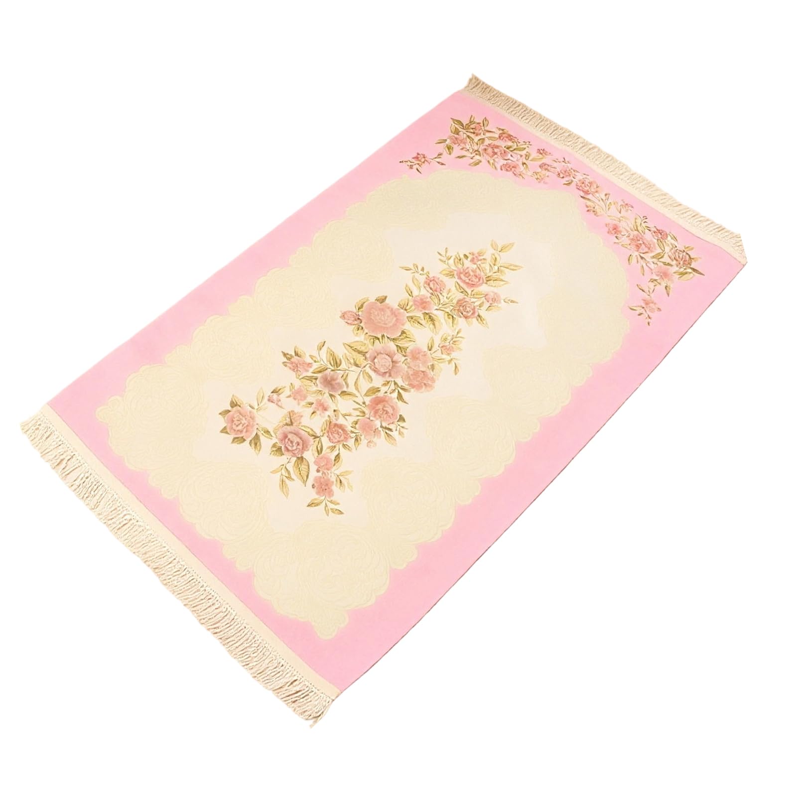 Tsophreniq Luxurious Soft Chenilles Area Rug 70X120Cm Floral Embroidery Design Tassels Trim Floor Carpet for Living Space Decors Entryway Carpet