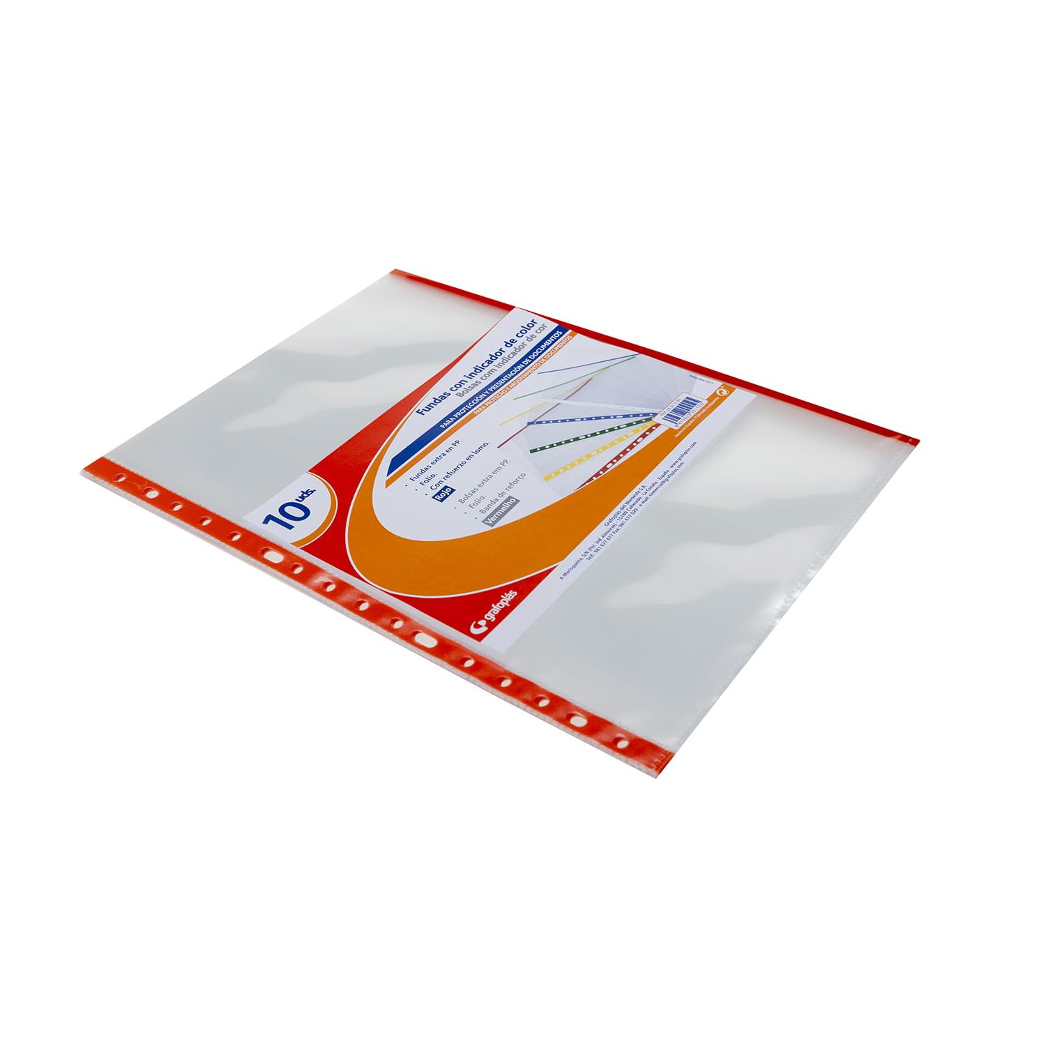 Grafoplás Bag of 10 Polypropylene Folio 16 Holes, Red