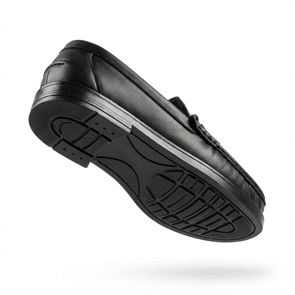 Zapatos Mocasines Hombre Cuero y Nobuck: Estilo Castellano de Vestir sin Borlas. Suela Dura Resistente y Acabado Brillante o Mate. Ideal Traje Boda y Uso Diario. Diseño Italiano Clásico y Moderno