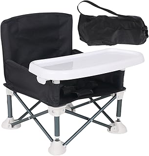 Baby Folding Dining Chair - Portable Booster with Removable Tray, Indoor/Outdoor Use, Toddler Dining Seat with Travel Bag, Multifunctional, Compact Folding Feeding High Chair for Baby
