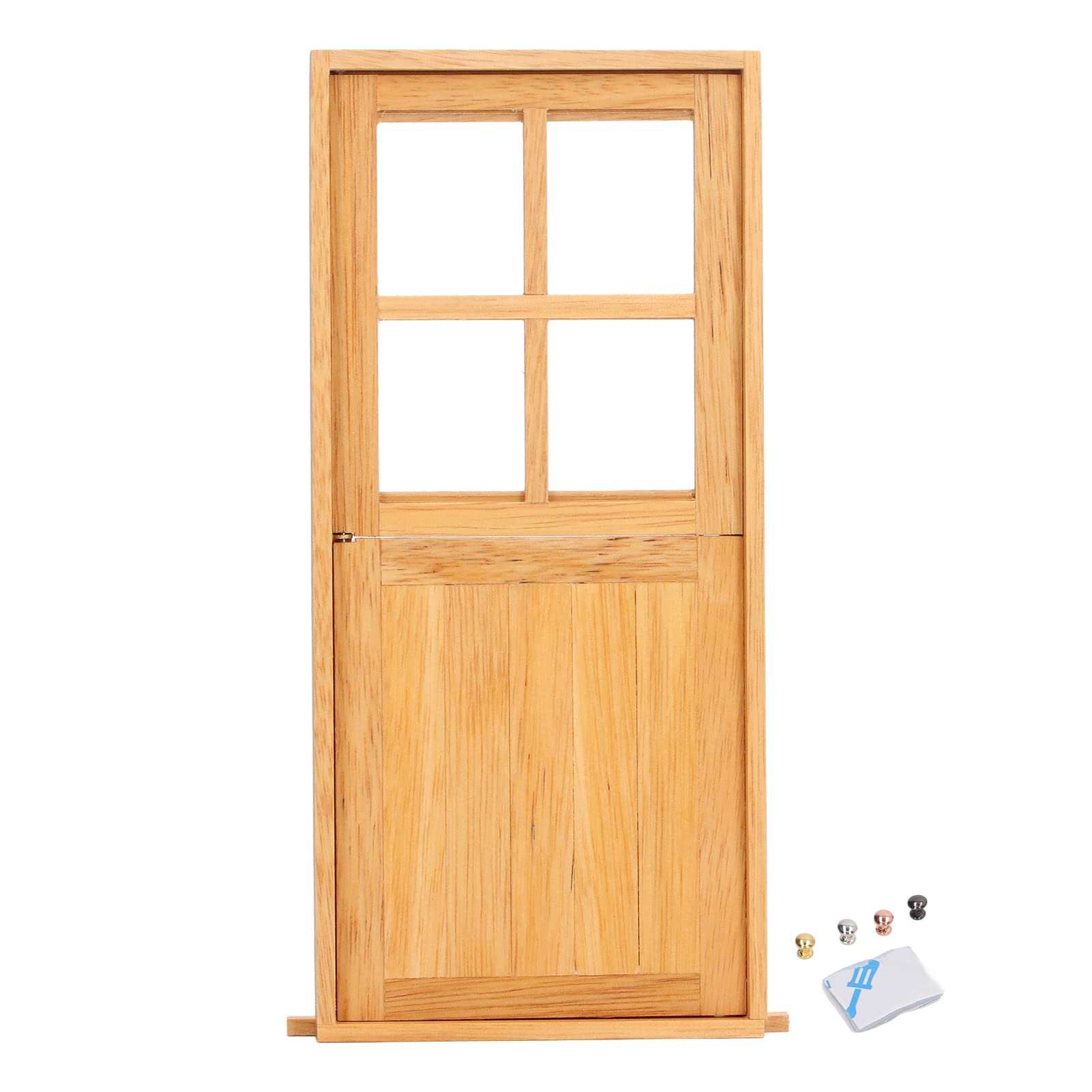 Puerta De Madera Para Casa De Muñecas Escala 1:12 - Accesorio Mini De Mobiliario - Madera Natural De 8x17.8 Cm