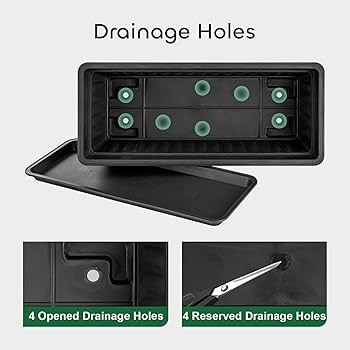 Plant Pots Indoor GROWNEER 6 Packs 17 Inches Black Flower Window Box Plastic Flower Pot