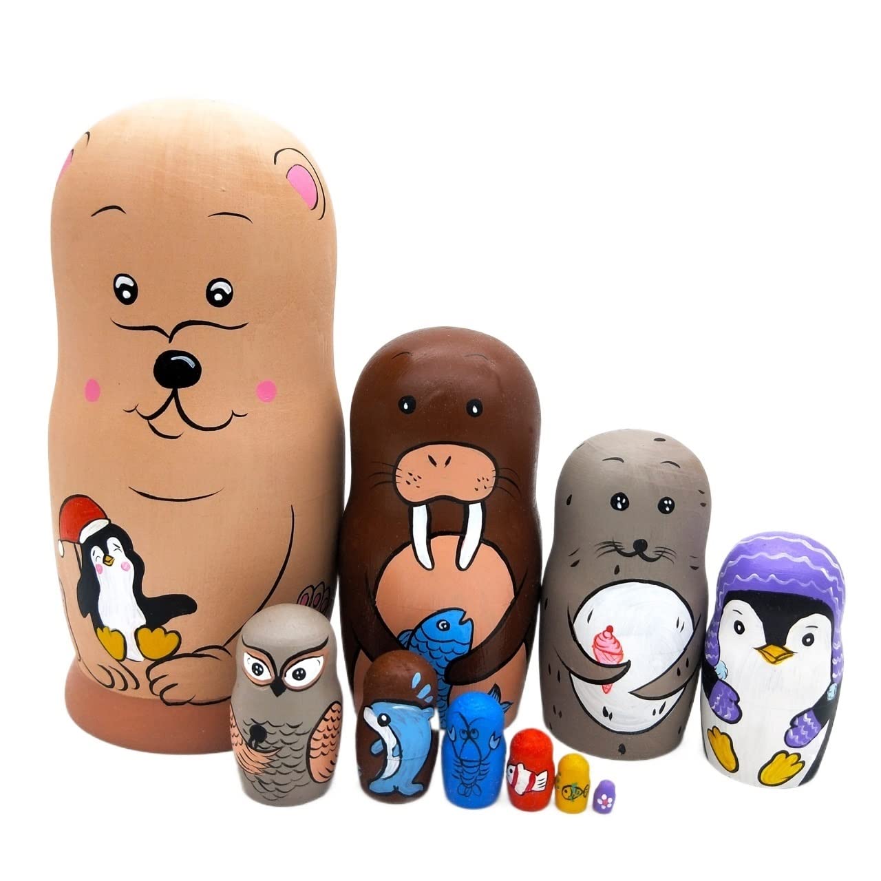 Gniazdujące Lalki Rosyjskie Lalki Matrioszka 10 Sztuk Ręcznie Malowane Zagnieżdżanie Matryoshka Doll Christmas Gift Crafted Doll Lalka Matrioszka